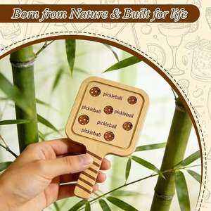 Wooden Pickleball Racket Coaster Solid Wood Insulation Drink <b>Mat</b> For Home <b>Bar</b> Use - Product Image 2