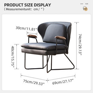 Ghế thư giãn bọc vải có tay vịn bằng gỗ nguyên khối phong cách hiện đại giữa thế kỷ của Úc, khung kim loại, dành cho phòng khách, khách sạn, quán cà phê - Product Image 6