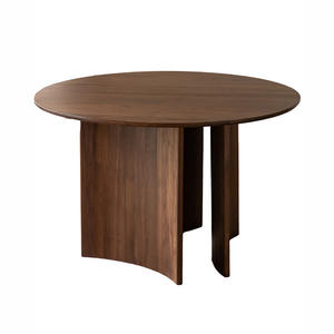 Mesa de Comedor Redonda de Nogal Estilo Naturalista Wabi Sabi, Diseño Moderno, Patas de Madera Estables, 4 Plazas - Product Image 2