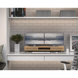 WDF étagère de bureau en bois de haute qualité support de moniteur étagère de bureau double moniteur étagère de bureau support de moniteur pour l'ordinateur portable - Product Image 2