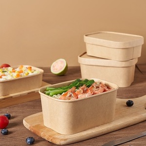 Kotak Makan Siang Kertas Kraft Ramah Lingkungan Biodegradable Tahan Air 750ml Grosir dengan Tutup untuk Keripik Kentang dan Camilan - Product Image 4