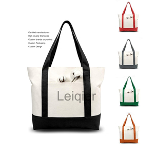 Tinh Tế Công Suất Lớn Vải Bông Tote Túi Với Bên Ngoài Túi Biểu Tượng Tùy Chỉnh Túi Bãi Biển Cho Phụ Nữ Quan hệ & Phụ Kiện - Product Image 1