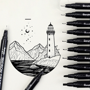 Guangna 8050 - Penna Grafica Micron Nera con 12 Tipi di Punta per Schizzi, Disegno e Calligrafia - Product Image 5