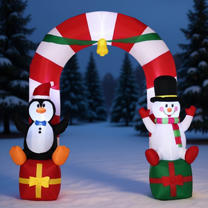 Arche gonflable de Noël avec pingouin et bonhomme de neige, décoration de jardin extérieure pour les fêtes, en PVC, pour la décoration festive de la maison - Product Image 2