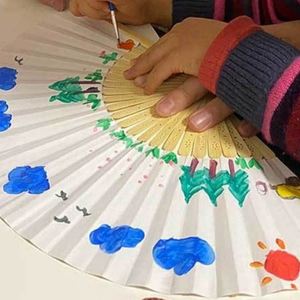 Blank Bamboo Hand Fan White <b>Paper</b> Folding Fan for DIY Painting Calligraphy - Product Image 6