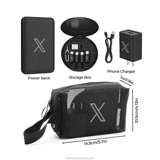 2025 Trending Power Bank Bundle with Charger Cable Organizer Box Durable Design Great for Daily Use