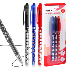Stylos gel effaçables Foska, lot de 3 couleurs assorties, 0,5 mm, pour l'écriture, les agendas et les puzzles de <span class=keywords><strong>mots</strong></span> croisés, avec encre de haute qualité - Product Image 1