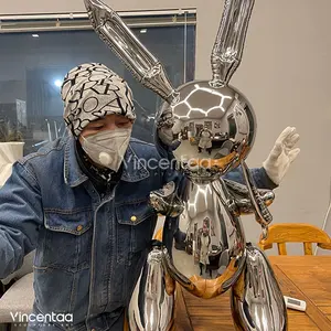 Vincentaa Pop Art Sculpture Hotel Indoor Decoration Rabbit Sculpture Stainless Steel Metal Sculpture