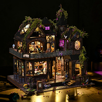 Kit de Casa de Muñecas en Miniatura 3D de Madera, Rompecabezas con Luz LED, Decoración para Estantería, Regalos de Fantasía y Misterio