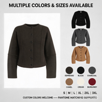 Cardigan en tricot pour femme, style coréen, col rond, mélange de fibres, doux et chaud, manches longues, automne