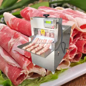 2023 Commercial Aço Inoxidável Full Automatic CNC Lamb Roll Bacon Slicer Cortando Máquina De Corte De Carne Congelada Com Correia Transportadora