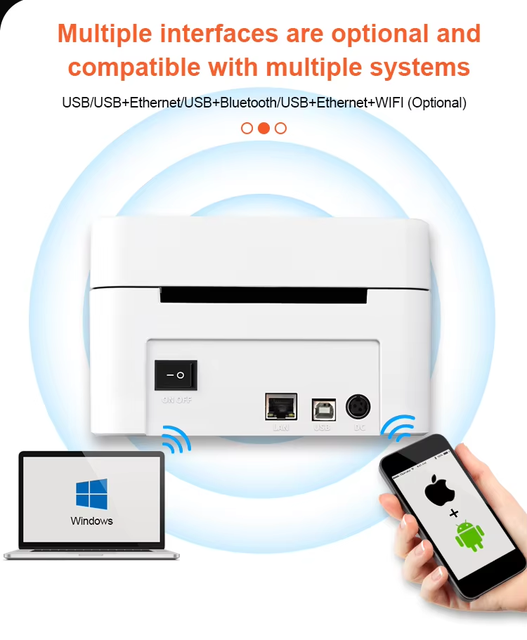 POS-9250 High Speed 203DPI Thermal Transfer Direct Thermal Dual Mode Barcode Label Printer for Business Office Printing Labels