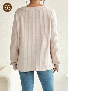T-<span class=keywords><strong>shirt</strong></span> de maternité <span class=keywords><strong>enceinte</strong></span> à manches longues coupe ample avec col en V et épaules tombantes décontracté kaki OEM - Product Image 5