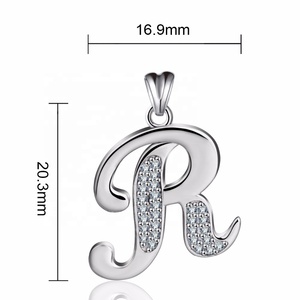 Letra R del alfabeto encanto colgantes de plata de ley 925 de moda de la familia de la joyería - Product Image 2
