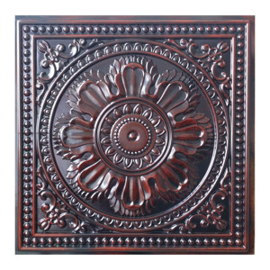 Plaques de plafond en PVC imitation étain 2x2 pieds, suspendues, étanches, ignifuges, classe PL17, couleur rouge vieilli artistique, livraison incluse PAINTSDECOR - Product Image 1
