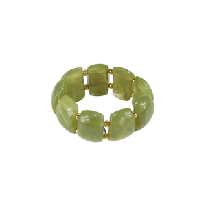 Fashion <b>Beaded</b> <b>Bracelets</b> Green Stone PVD <b>Gold</b> Plated 316L Stainless Steel Sustainable Resistant Jewelry - Product Image 2