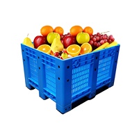 Caisse de stockage rectangulaire en plastique robuste, grande, ventilée, à mailles, pour palettes, de type Euro