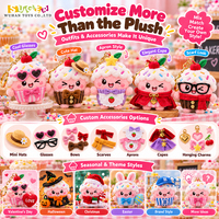 Porte-clés en peluche Kawaii Cupcake, breloque personnalisée en forme de cœur, jouet doux pour cadeaux de la Saint-Valentin, boutiques et marques de cadeaux en ligne