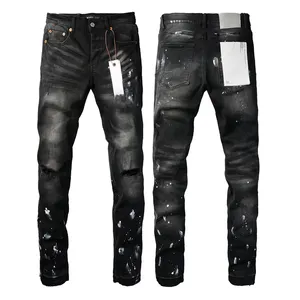 Calça jeans cônica slim fit masculina de cor sólida personalizada da moda de melhor qualidade calças jeans longas justas para homens
