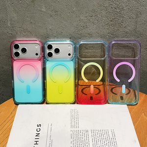 Coque de téléphone magnétique transparente à dégradé coloré <span class=keywords><strong>pour</strong></span> iPhone 18 Pro Max 17 16 15 14, design <span class=keywords><strong>fantaisie</strong></span>, compatible avec la charge sans fil - Product Image 2