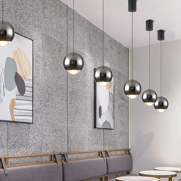 Décoration unique lustre éclairage métal lampe maison café Restaurant aluminium acrylique Led verre suspension lampe
