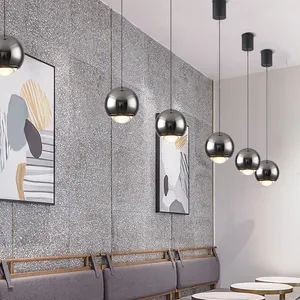 Lampu gantung aluminium, lampu gantung kaca Led akrilik aluminium untuk dekorasi tunggal, kafe, dan restoran