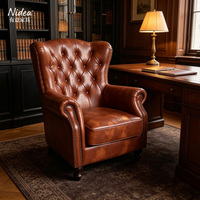 Fauteuil Club Whisky Cigar Lounge en Cuir PU Fait Main, Chaise à Dossier Haut Durable pour la Maison, le Bar, l'Hôtel, le Bureau