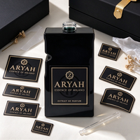Étiquette métallique personnalisée OEM ODM pour parfum, logo en relief doré, étiquette métallique de luxe, autocollant métallique noir pour flacon de parfum et boîte