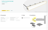 Barre lumineuse LED linéaire à montage en surface, longueur personnalisée, CRI 90+, 12V 24V, luminescence sur trois côtés, profil en alliage d'aluminium, garantie 3 ans