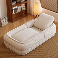 Sillón Reclinable Ajustable con Estructura Metálica, Sofá Cama Plegable de Felpa para Sala de Estar, Dormitorio, Lectura y Relajación