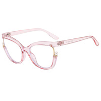 Lunettes de soleil œil de chat pour femme, monture rose écaille surdimensionnée, décorées de perles, verres transparents, bicolores, style rétro, pour l'extérieur