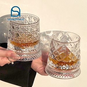 Juego de Vasos de <span class=keywords><strong>Whisky</strong></span> de Cristal con Base Giratoria de 360 Grados, Vasos de <span class=keywords><strong>Whisky</strong></span> de Lujo con Relieve para Degustación de Licores - Product Image 1