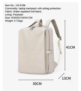 15.6" Waterproof Eco-Friendly Nylon <b>Laptop</b> <b>Backpack</b> Arcuate Shoulder Strap Zipper Closure Open Airbag Protection Large Capacity - Product Image 2