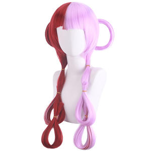 Peluca de Personaje de Anime de One Piece para Niños, Talla de Gorra, 65 cm de Largo, Mitad Morada, Mitad Roja, Peluca de Cosplay de Uta para Niños - Product Image 1