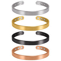 Bague magnétique en acier inoxydable, double anneau magnétique et bracelet ouvrant, accessoire de mode unisexe