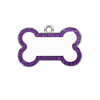 Pendentif anti-perte pour chien militaire en alliage de zinc, en forme d'os, pour collier de chat, avec bords scintillants