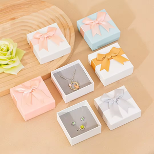 Factory Wholesale Hot Selling Bow <b>Gift</b> <b>Box</b> Necklace <b>Earrings</b> Ring <b>Box</b> <b>Gift</b> Jewelry <b>Box</b> With Foam Insert - Product Image 2