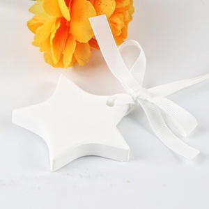 Toptan yıldız şekilli beyaz doğal seramik aromaterapi taş asılı hava spreyi difüzör araba ev dekorasyon için - Product Image 6