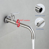 Robinet mural simple eau froide en acier inoxydable 304 finition nickel brossé, pivotant à 60 degrés, design moderne, pour hôtels et centres commerciaux, céramique
