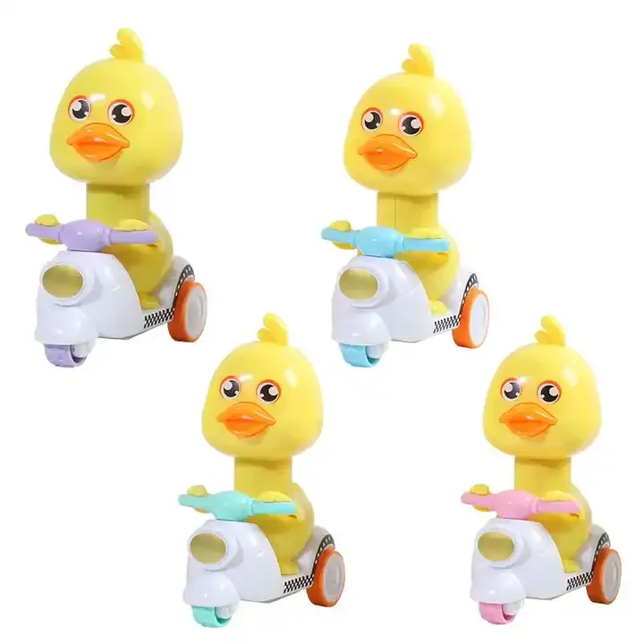 बच्चों के मिनी प्रेस खिलौने कार प्यारा छोटे पीले बतख मोटरसाइकिल दबाव बच्चा बच्चे जड़ता वाहन खिलौने बच्चों