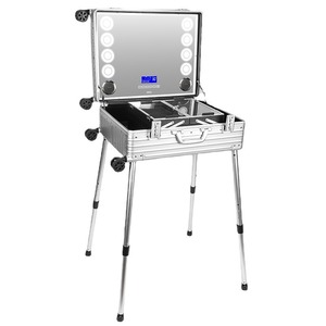 Maleta de Maquillaje Profesional de Alta Gama, Fabricada en Aleación de Aluminio, para Estilistas de Bodas, con Ruedas Giratorias de 24 Pulgadas, Luces y Altavoz - Product Image 5
