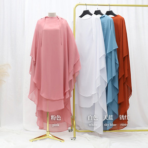 Hijab en Chiffon Imprimé Magnite <span class=keywords><strong>Bonnet</strong></span> <span class=keywords><strong>Turc</strong></span> Élégant pour Femmes Musulmanes, Khimar en Jersey à 3 Couches, Long Khimar et Hijab - Product Image 2