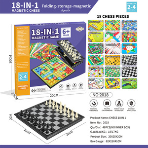 Ensemble de jeux éducatifs écologiques en plastique de luxe 18-en-1, échecs, dames, backgammon, dames chinoises, portable, pour les enfants de <span class=keywords><strong>7</strong></span> ans et plus - Product Image 1