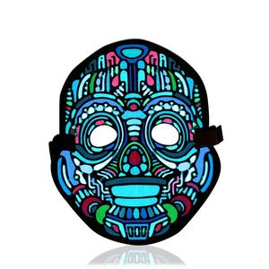 Máscara Facial de Disfraz de Terror Luminosa de Látex de Neón Reutilizable, Máscara de Halloween con Luces <span class=keywords><strong>LED</strong></span> Intermitentes de Jack Skellington Purge - Product Image 1