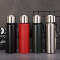 Termo Deportivo Ruso de 1L, Botella de Vacío de Acero Inoxidable de Grado Alimenticio, Capacidades de 600ml 800ml 1000ml 1300ml con Agarre para Regalos de Empresa