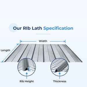Rete nervata per cemento armato / Rete nervata a V / Rete nervata per casseforme / <span class=keywords><strong>Pannelli</strong></span> nervati piatti in nervometal - Product Image 2