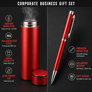 Ensemble cadeau d'entreprise personnalisé avec carnet de notes A5 et gobelet isotherme en acier inoxydable pour conférences, faible MOQ, logo imprimé - Product Image 5