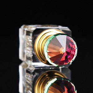 Small Bridge Luxury Fancy Art Style <strong>Empty</strong> Clear Square Crystal Glass Packaging Perfume Bottle with Gold Aluminum Crystal Ball - Product Image 6
