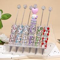 Nouveau Nœud Papillon Luxe Léger en Forme de Cœur pour Stylo, Entièrement Orné de Diamants, Exquis Fait Main, Design Kawaii DIY - Idéal Bureau et École