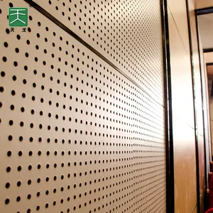 Proyecto de construcción/TianGe decoración Interior 3D pared Micro agujero perforado amortiguación de sonido almacén de Europa Panel de madera acústica